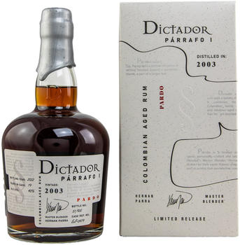 Dictador Parrafo 2003/2022 19 Jahre Pardo Single Port Cask 0.7l 40% Dictador Parrafo 2003/2022 19 Jahre Pardo Single Port Cask 0.7l 40%
