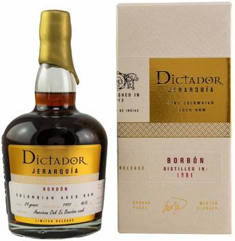 Dictador 29 Jahre Jerarquia Bourbon Cask 0,7l 46% Dictador 29 Jahre Jerarquia Bourbon Cask 0,7l 46%