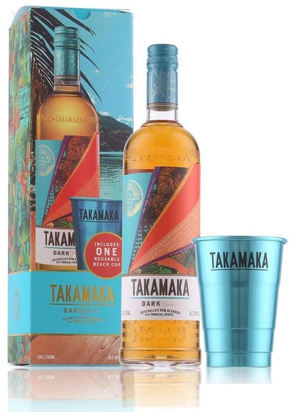 Takamaka Bay Dark Spiced Rum in Geschenkbox mit Beach Cup 0,7l 38%