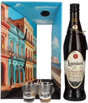 Legendario Elixir de Cuba Geschenkbox mit zwei Gläsern 0,7l 34%