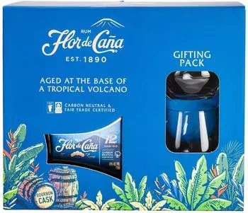 Flor de Caña Flor de Cana 12 Jahre Centenario Gold Rum Geschenkset mit 2 Gläsern 40.0% 0,7l