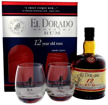 El Dorado 12 Jahre in Geschenkverpackung mit 2 Gläsern 0,7l 40%