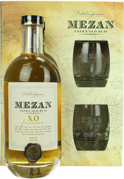 Mezan Jamaica XO Barrique 0,7l 40% Geschenkset mit 2 Gläsern