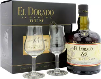El Dorado 15 Jahre 0,7l 43% Geschenkset mit 2 Gl&auml;sern