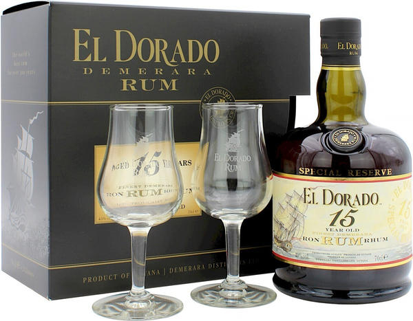 El Dorado 15 Jahre 0,7l 43% Geschenkset mit 2 Gläsern