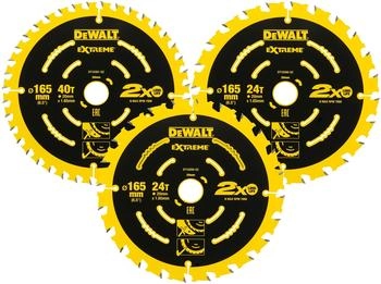 DeWalt Elite Kreissägeblatt-Set 165/20 mm 3-teilig (2x24Z, 1x40Z) (DT10397-QZ)