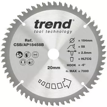 Trend CraftPro HM-Kreissägeblatt Aluminium & Kunststoff 184mm 58Z (CSB/AP18458)