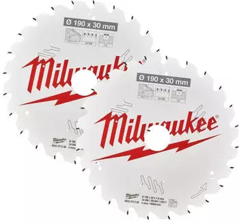 Milwaukee Kreiss&auml;geblatt Holz 190/30mm Z24 Wechselzahn 2er-Pack (4932479804)
