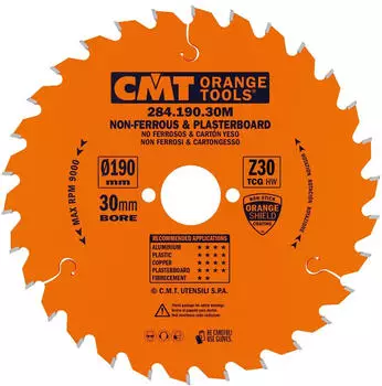 CMT Orange Tools Kreissägeblatt für NE-Metalle & Kunststoff 190x2.6/2.2x30mm Z30 (CMT-284.190.30M)
