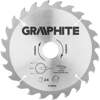 Graphite Kreissägeblatt Hartmetall 185x30mm 24 Zähne (57H662)