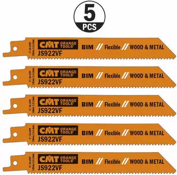 CMT Orange Tools JS922VF Bimetall-Säbelsägeblätter Holz/Metall 150x1,8-2,6mm 10-14TPI (JS922VF-5)