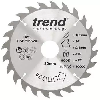 Trend Craft Pro Kreissägeblatt 165mm 24Z 30mm Bohrung HM (CSB/16524)