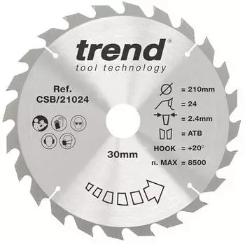 Trend CraftPro Kreissägeblatt Holz 210mm, 24Z, 30mm Bohrung (CSB/21024)