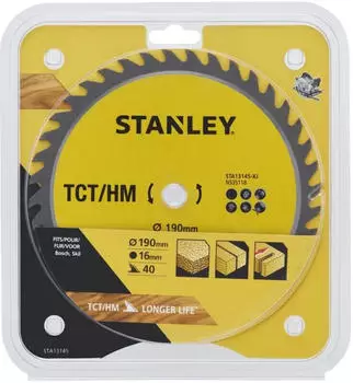 Stanley S&auml;geblatt f&uuml;r Holz 190x16mm, 40 Z&auml;hne (STA13145-XJ)