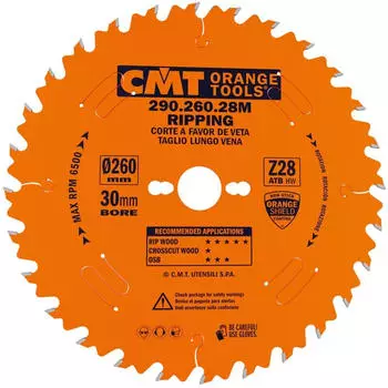 CMT Orange Tools Kreiss&auml;geblatt mit Ritzers&auml;ge HW 260x2.8/1.8x30mm Z28 ATB (290.260.28M)