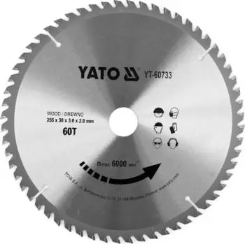 Yato Kreissägeblatt HM/TCT Holz/Laminat 255x30mm 60Z (YT-60733)