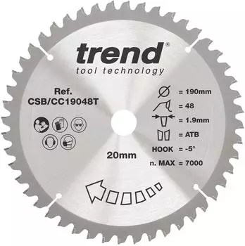 Trend CraftPro Anti-Rückschlag TCT Kreissägeblatt 190mm 48Z (CSB/CC19048T)