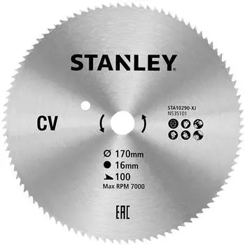 Stanley Kreissägeblatt für Holz 190x16mm, 100 Zähne (STA10215-XJ)