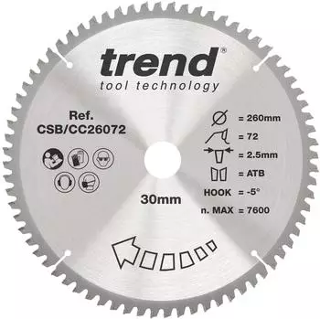 Trend CraftPro Kreissägeblatt Holz 260mm 72Z (CSB/CC26072)