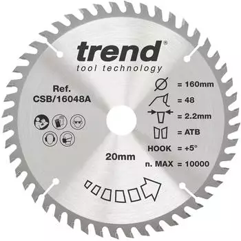 Trend CraftPro Sägeblatt 160mm, 48Z, 20mm Bohrung (CSB/16048)