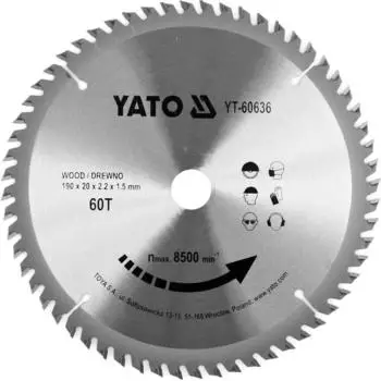 Yato Kreissägeblatt TCT für Holz 190x60x20mm (YT-60636)
