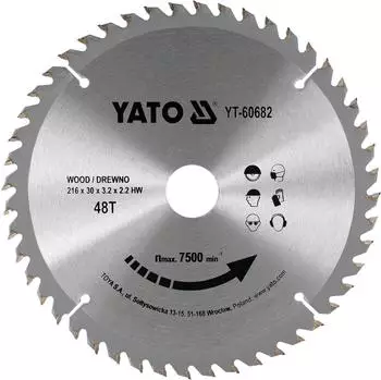 Yato Kreissägeblatt für Holz 216x30mm 48Z (YT-60682)