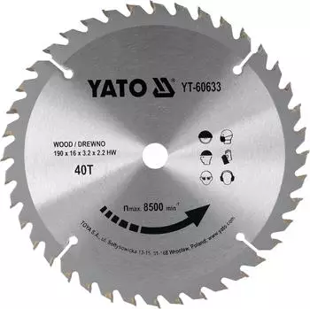 Yato Kreiss&auml;geblatt Hartmetall (TCT) 190x16mm 40Z (YT-60633)