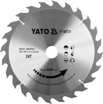 Yato TCT-Kreissägeblatt für Holz 255x30mm, 24 Zähne (YT-60630)