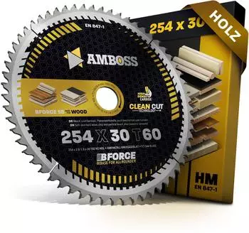 Amboss Kreiss&auml;geblatt 254x30mm, Z60 Wechselzahn negativ, Holz Feinschnitt (711-58106)