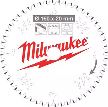 Milwaukee Kreissägeblatt Holz/Alu 160mm 52 Zähne Flachtrapezzahn (4932471292)