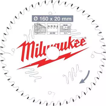 Milwaukee Kreissägeblatt Holz 160/20mm, 48 Zähne, Wechselzahn (4932471291)