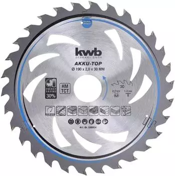 KWB Dünnschnitt-Kreissägeblatt hartmetallbestückt 190x30mm, Z30 (586954)