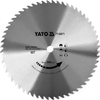 Yato Kreissägeblatt für Holz ohne Hartmetall 500x60tx32mm (YT-60871)