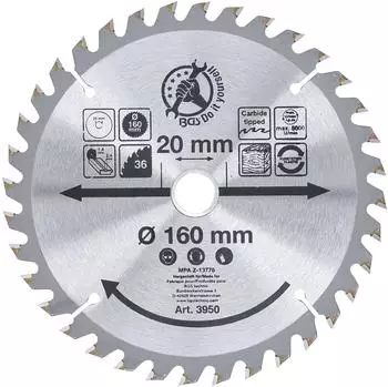 BGS Hartmetall-Kreissägeblatt Ø160x20x2,4mm 36 Zähne (3950)