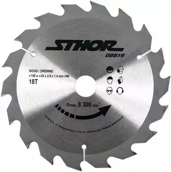 Sthor TCT Kreiss&auml;geblatt Holz 160mm, 18Z, &Oslash;20mm (08819)