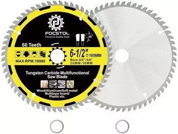 LuxusKollektion Kreiss&auml;geblatt 165mm, 60 Z&auml;hne, Holz/Aluminium/Kunststoff, 2er-Pack