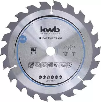 KWB Hartmetall-Kreiss&auml;geblatt 184x16mm Holz und Verbundwerkstoffe (586157)