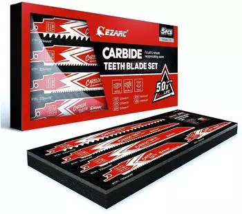 LuxusKollektion S&auml;bels&auml;gebl&auml;tter-Set Hartmetall 5-tlg. 150/225mm 3/6/8 TPI Holz & Metall