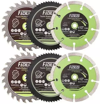 LuxusKollektion Kreiss&auml;gebl&auml;tter-Set 115mm 6-teilig HSS/Hartmetall/Diamant f&uuml;r Holz, Metall, Fliesen