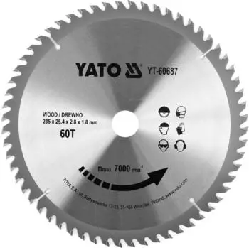 Yato Kreissägeblatt für Holz 235x25,4mm 60Z (YT-60687)