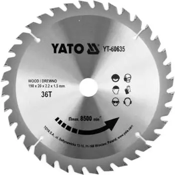 Yato TCT-Kreissägeblatt für Holz 190x36Tx20mm (YT-60635)