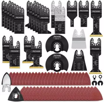 LuxusKollektion Multitool Oszillierbl&auml;tter-Set 128-teilig, Titan, Holz & Metall