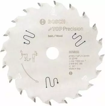 Bosch Top Precision Best for Wood 165 x 20 x 1,8 mm, 20 (2608642385)