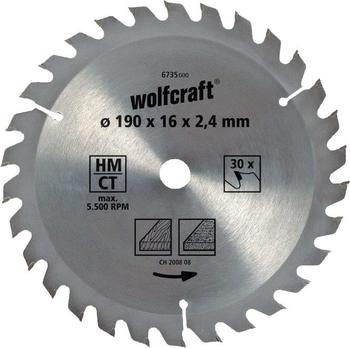 Wolfcraft HM-Kreissägeblatt 190 x 30 x 2,4 mm 30Z Serie Braun ( (6736000)