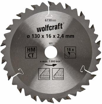 Wolfcraft HM-Kreissägeblatt 130 x 16 x 2,4 mm 18Z Serie braun (6730000)