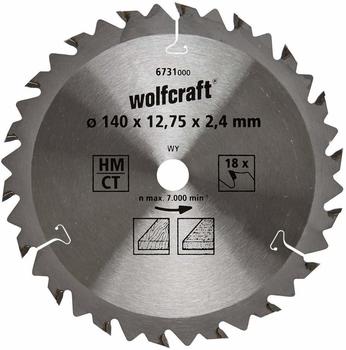Wolfcraft HM-Kreissägeblatt 140 x 12,75 x 2,4 mm 18Z Serie braun (6731000)