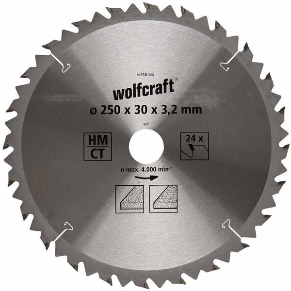 Wolfcraft HM-Tischkreissägeblatt 250 x 30 x 3,2 mm 24 Z Serie braun