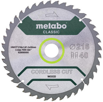 Metabo cordless cut wood - classic 216 x 30 x 1,8 mm 5° Z40 (628654000)