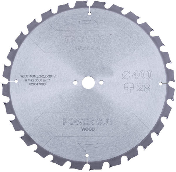 Metabo power cut wood - classic 400 x 30 x 3,2 mm 15° Z28 (628647000)