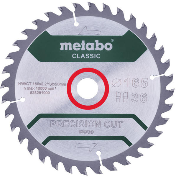 Metabo precision cut - classic 165 x 20 x 2,2 mm 15° Z36 (628281000)